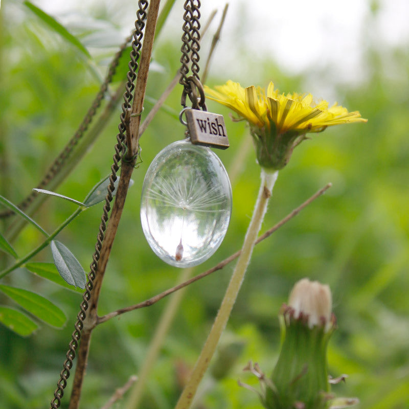 Resin Pressed Flower Necklaces - Ovar Crystal Dandelion-CALLISTARI