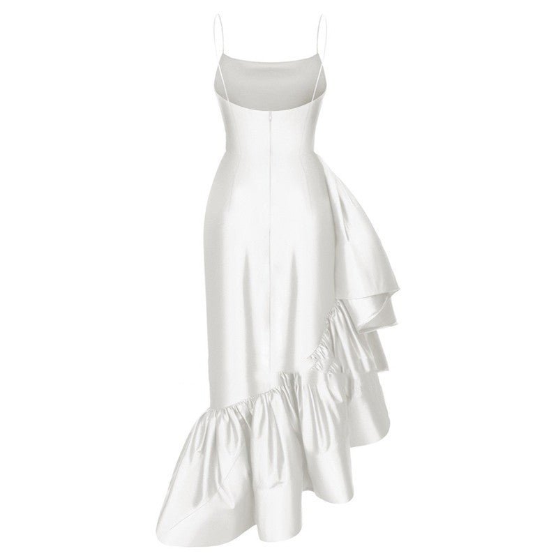 Asymmetrical Ruffles Sleeveless Midi Dress-CALLISTARI