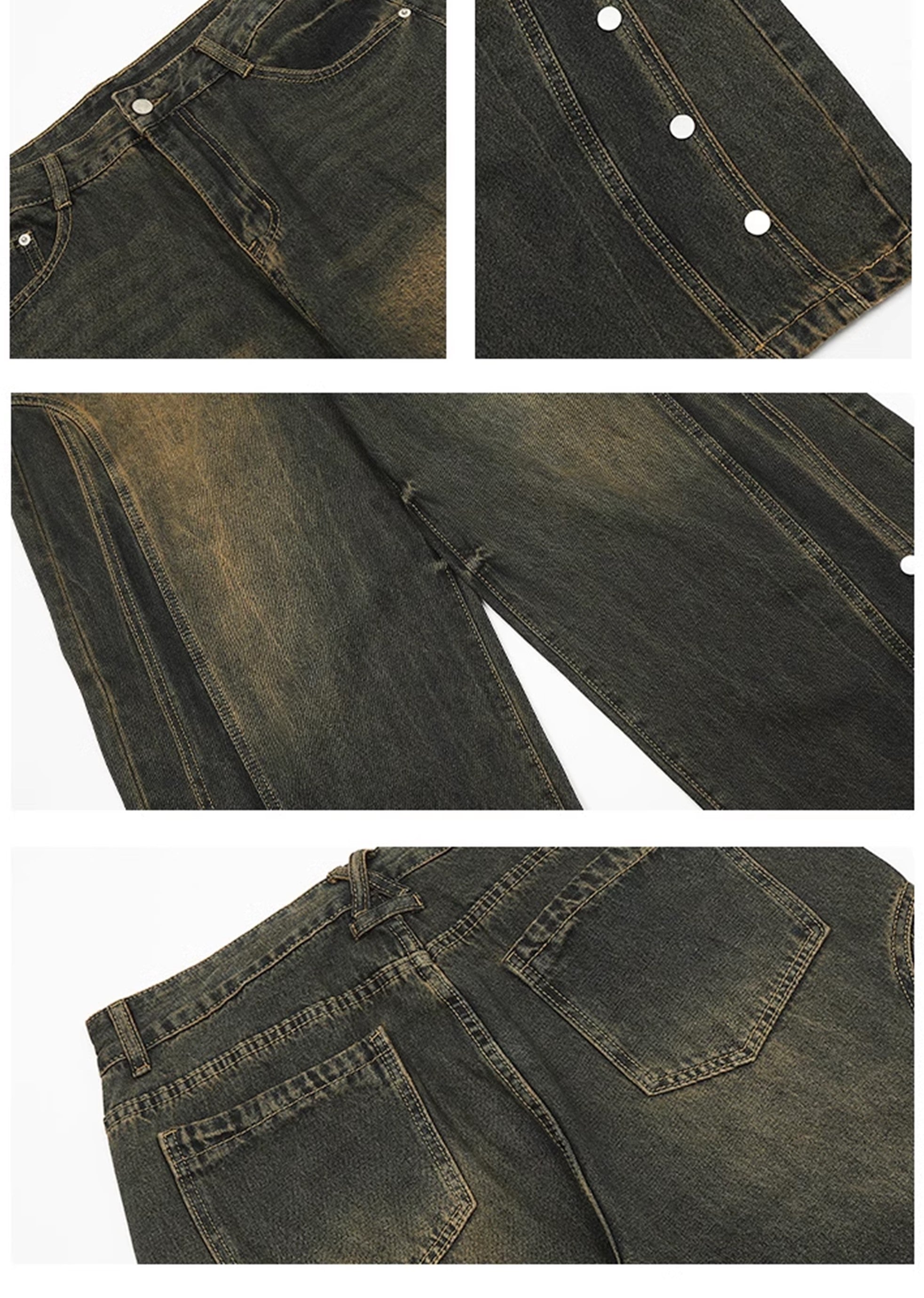 【ACRARDIC】Patch design change wide overwash denim pants  AI0013-CALLISTARI