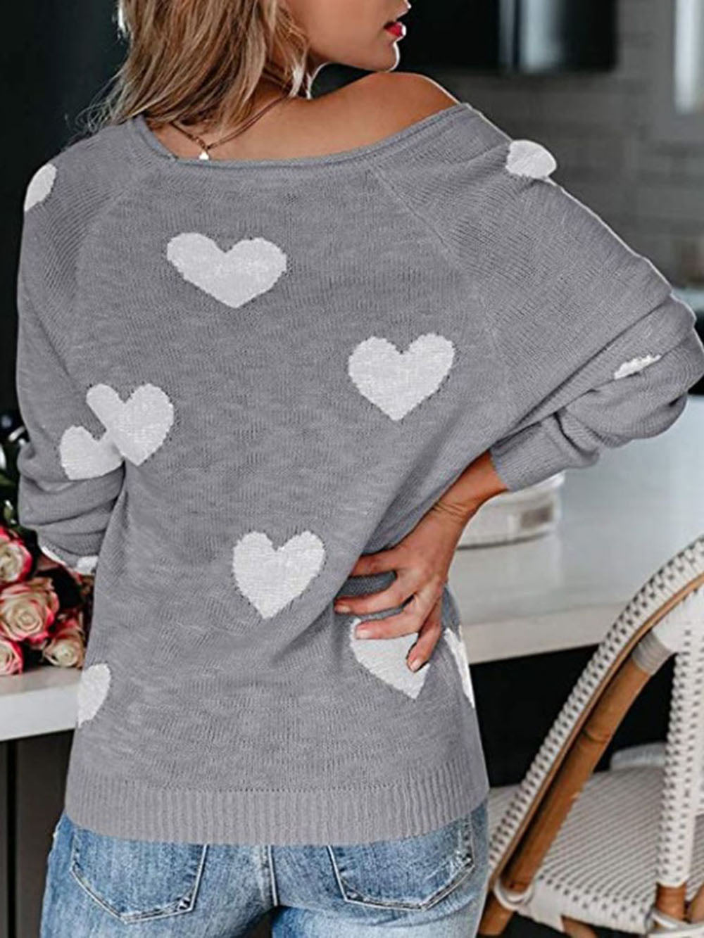 Valentine's Day V-Neck Knit Sweater-CALLISTARI