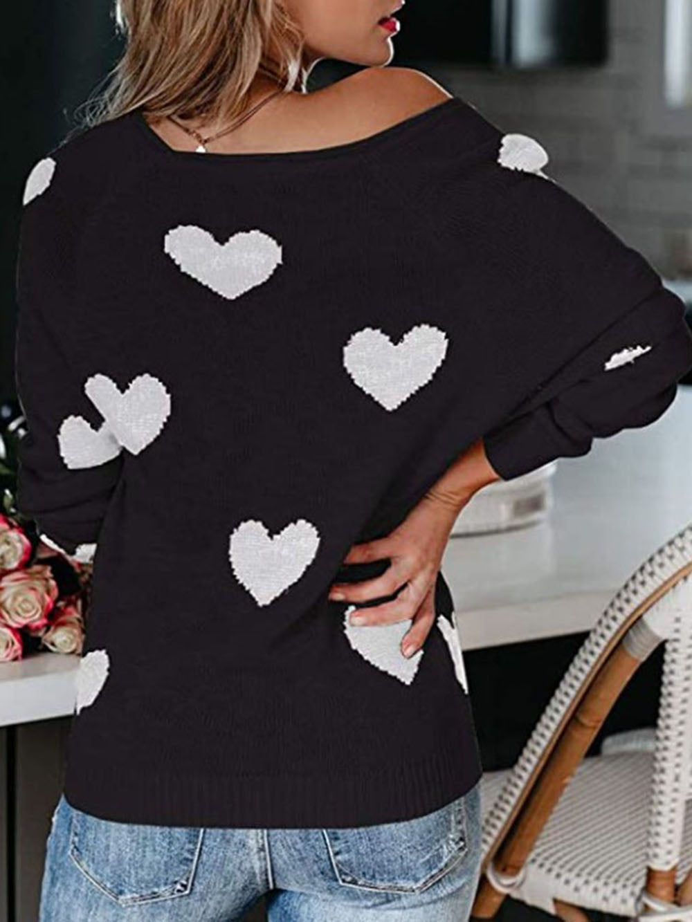 Valentine's Day V-Neck Knit Sweater-CALLISTARI