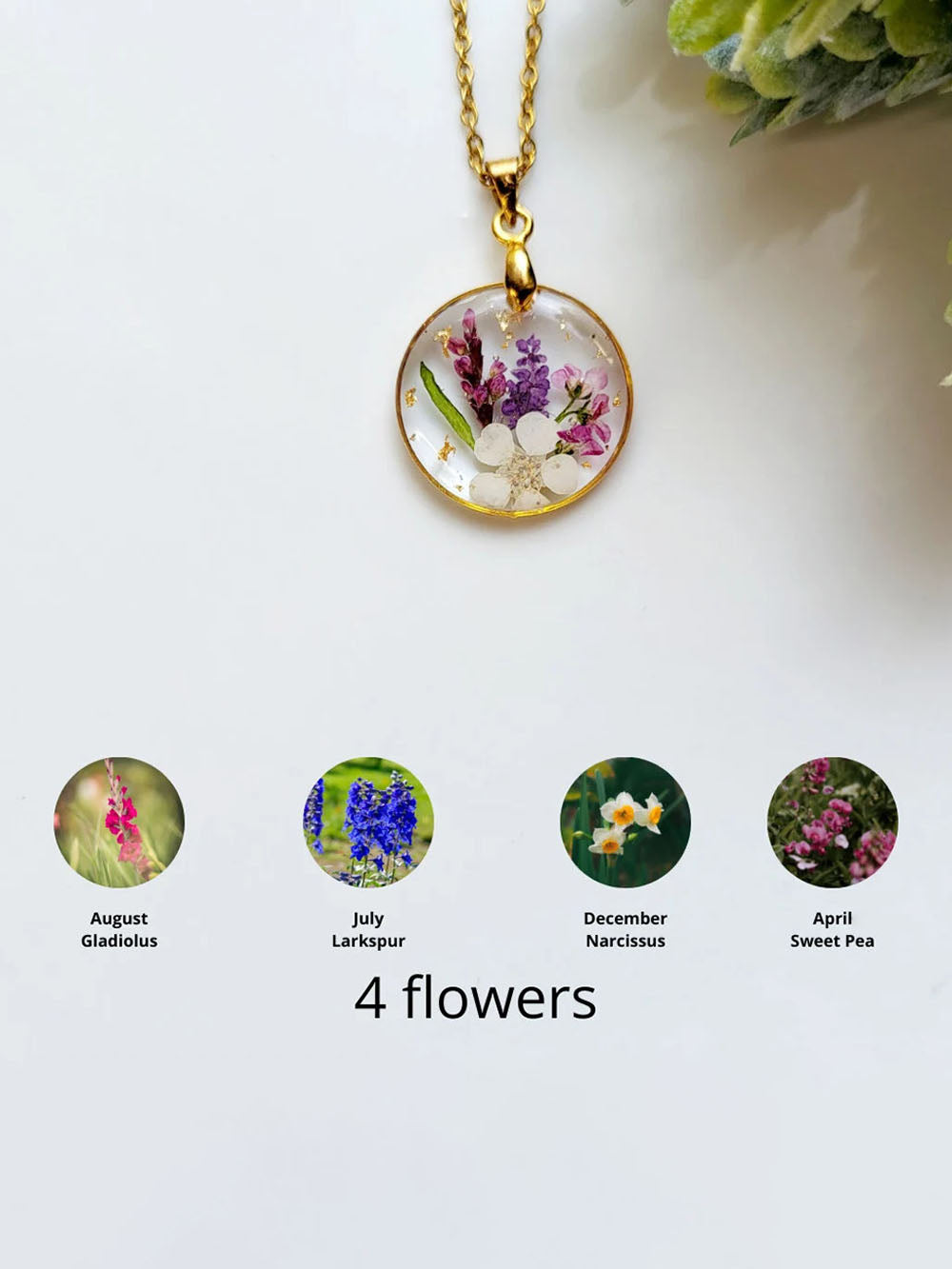 Resin Pressed Flower Necklaces - Handmade Birth Flower Bouquet-CALLISTARI