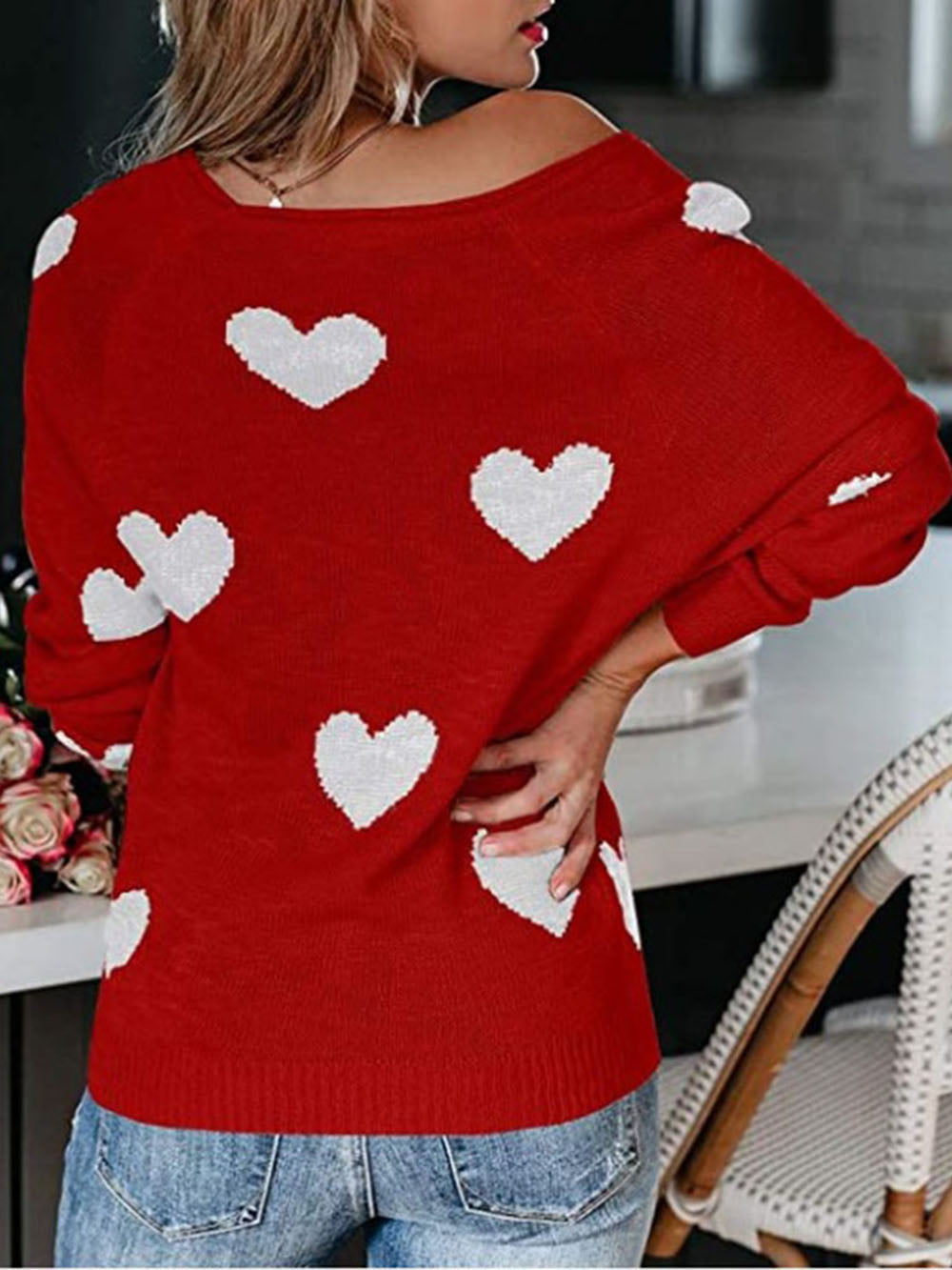 Valentine's Day V-Neck Knit Sweater-CALLISTARI