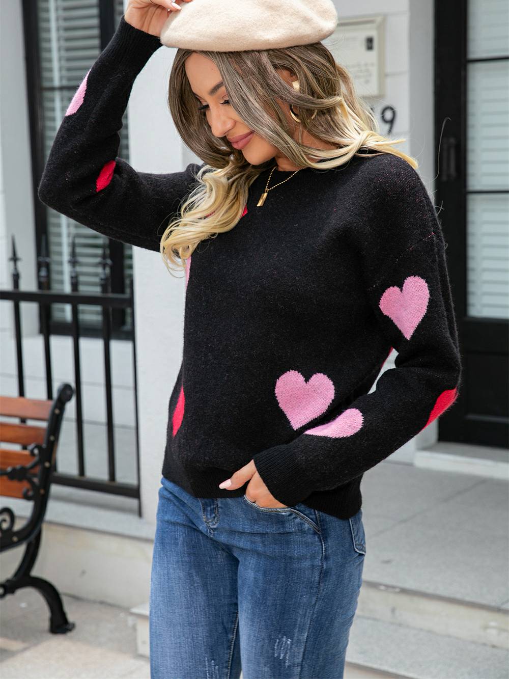Sweetheart Cozy Knit Pullover Sweater-CALLISTARI
