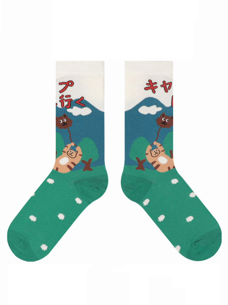 Cute Cartoon Kitty Pattern Cotton Socks-CALLISTARI