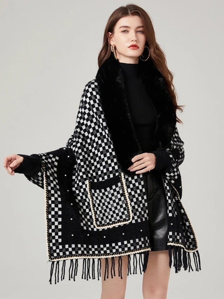 Faux Fur Mink Cashmere Tassel Capes - comes in three colours-CALLISTARI