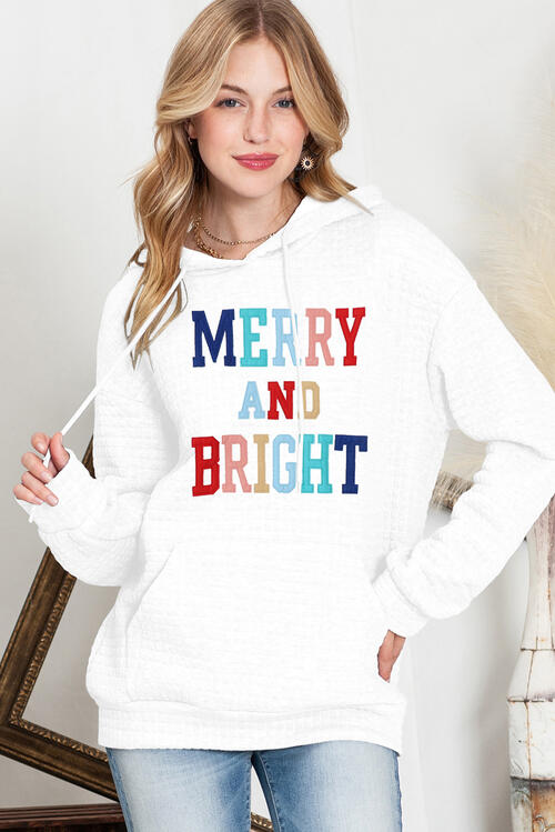 Merry And Bright Waffle Knit Drawstring Hoodie-CALLISTARI