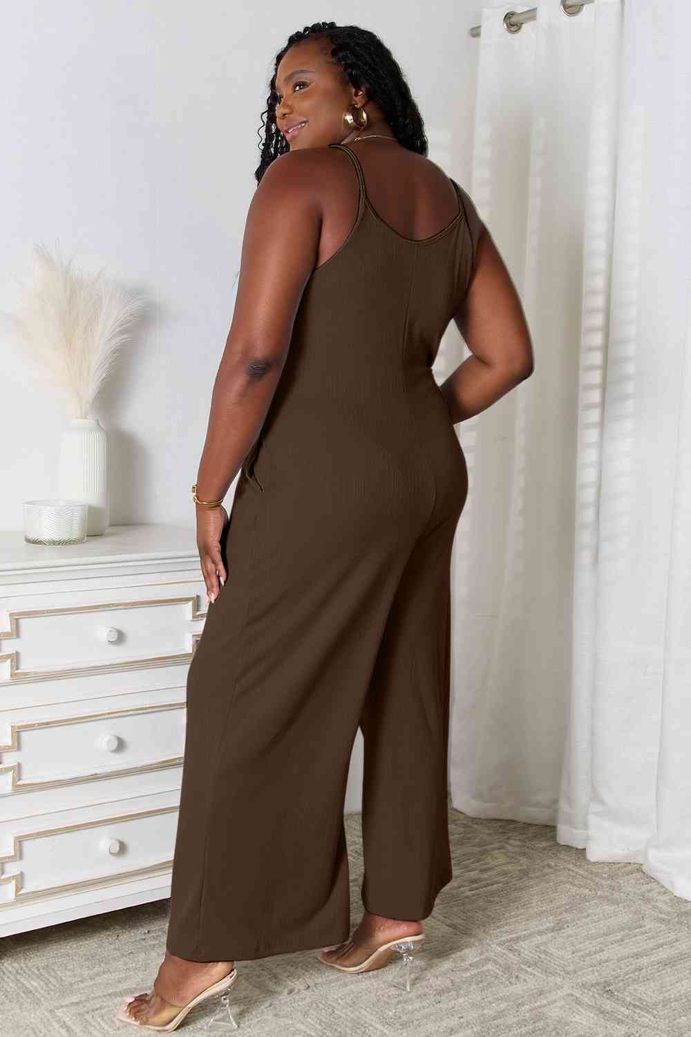 Basic Bae Full Size Spaghetti Strap V-Neck Jumpsuit-aritzao