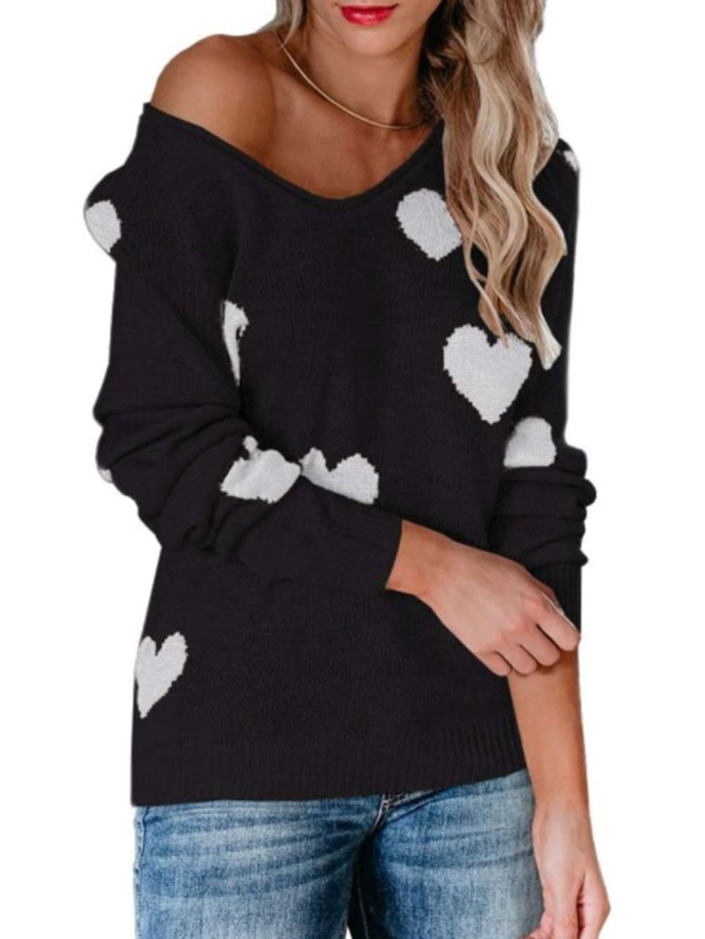 Valentine's Day V-Neck Knit Sweater-CALLISTARI