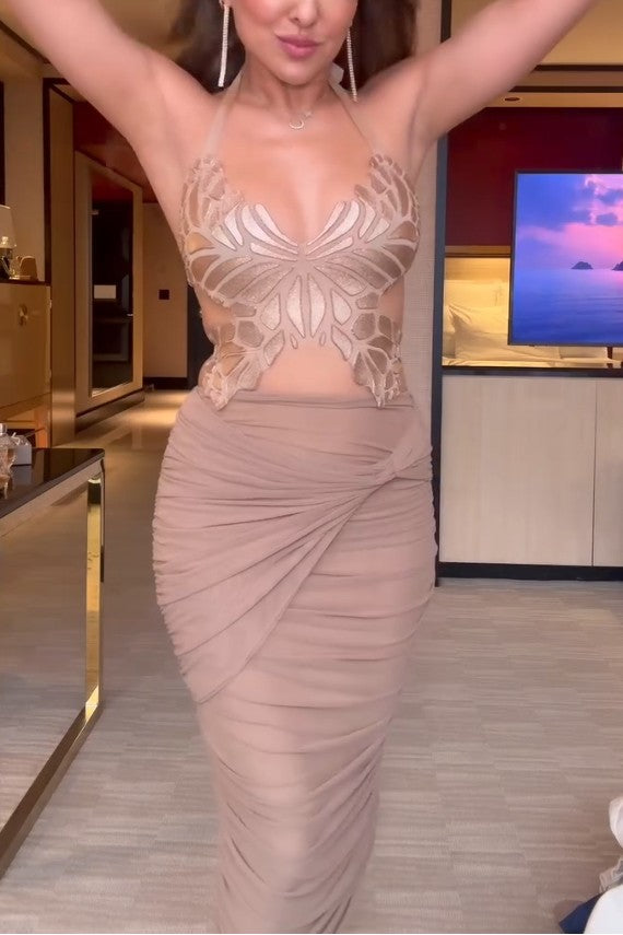 Desert Bloom Mesh Ruched Skirt Set-aritzao