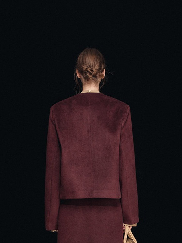 French Square Neck Woolen Coat-CALLISTARI