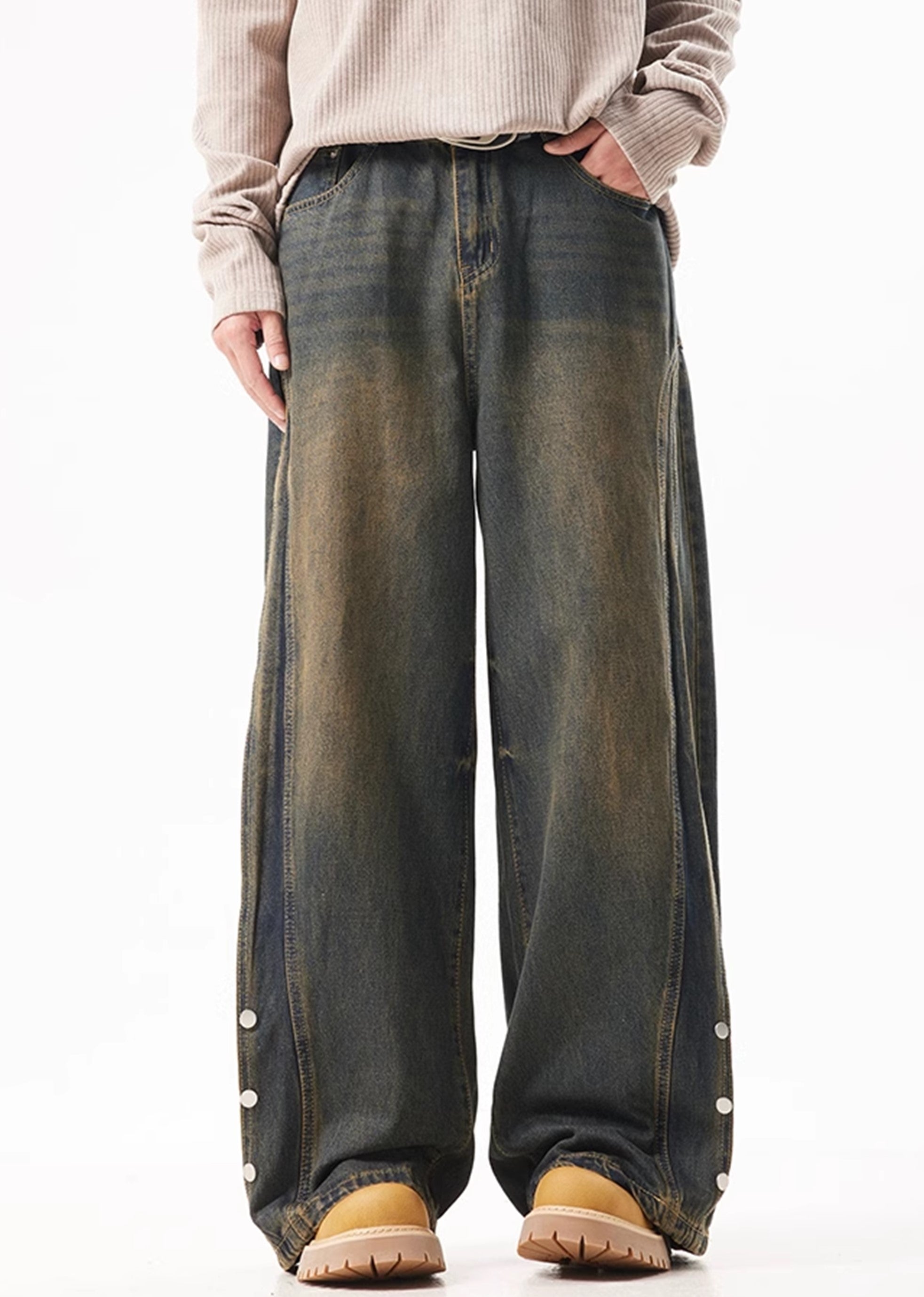 【ACRARDIC】Patch design change wide overwash denim pants  AI0013-CALLISTARI