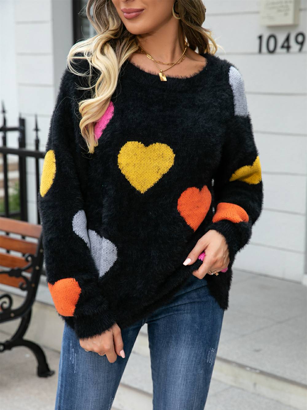 Furry Love Sweater with  Heart-CALLISTARI