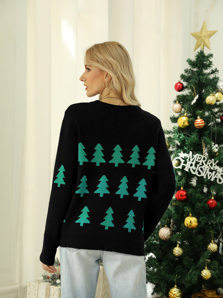 Sparkling Sequin Christmas Tree Knit Sweater-CALLISTARI