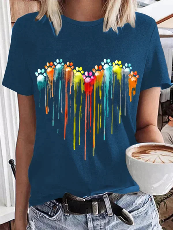 Marlena - Buntes Hundemuster T-Shirt-CALLISTARI