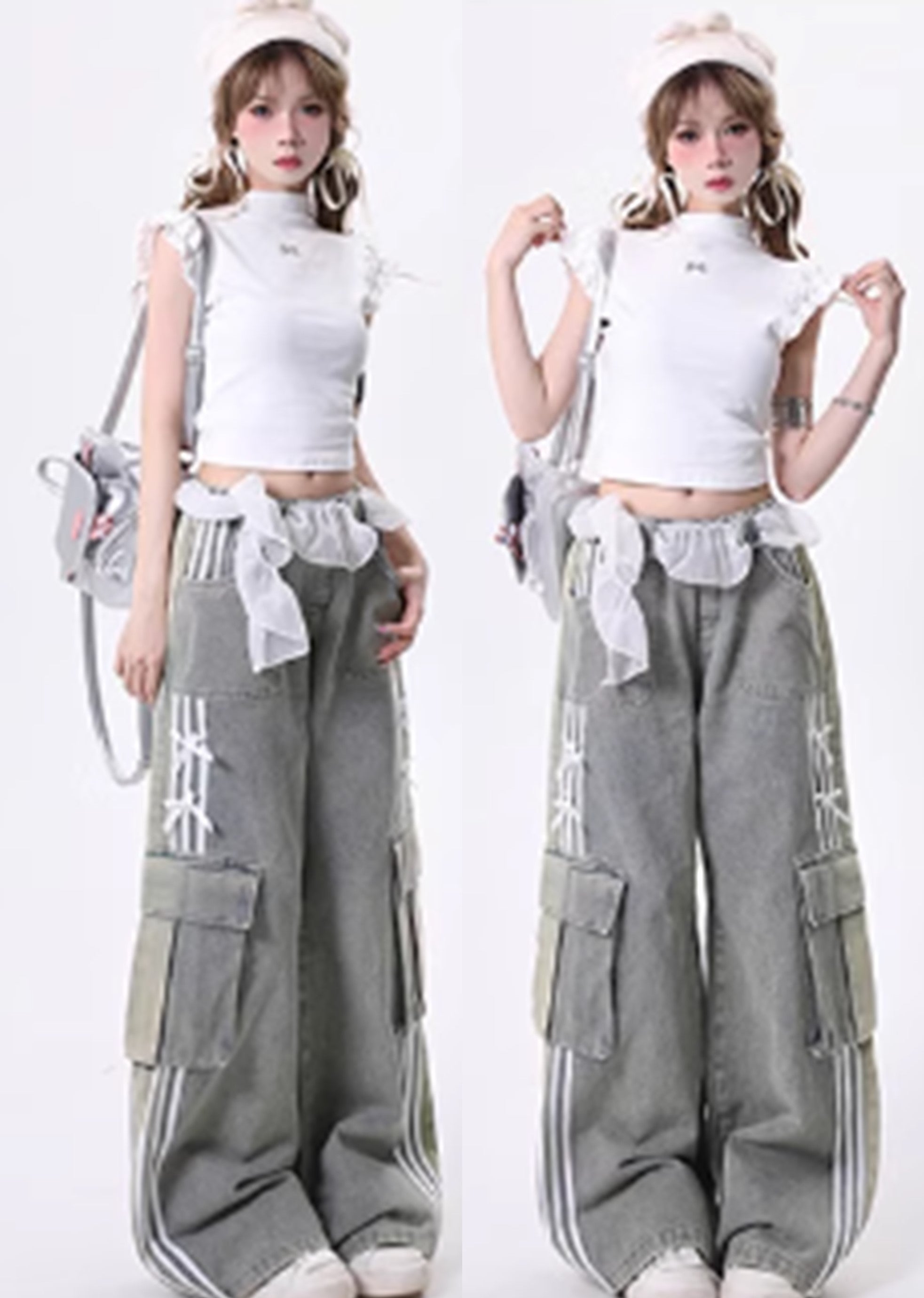 【Rayohopp】Waist frill gimmick line cargo sweat pants  RH0122-CALLISTARI