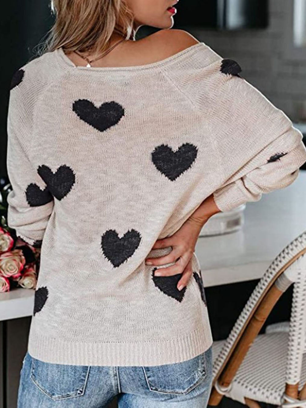 Valentine's Day V-Neck Knit Sweater-CALLISTARI