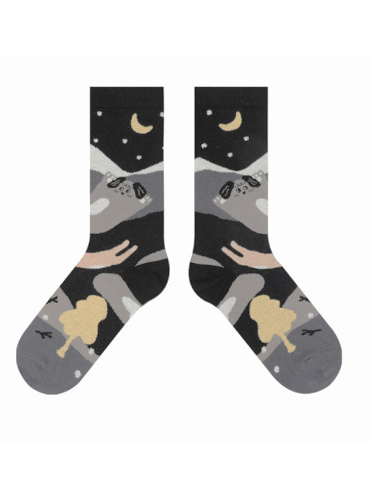 Cute Cartoon Kitty Pattern Cotton Socks-CALLISTARI