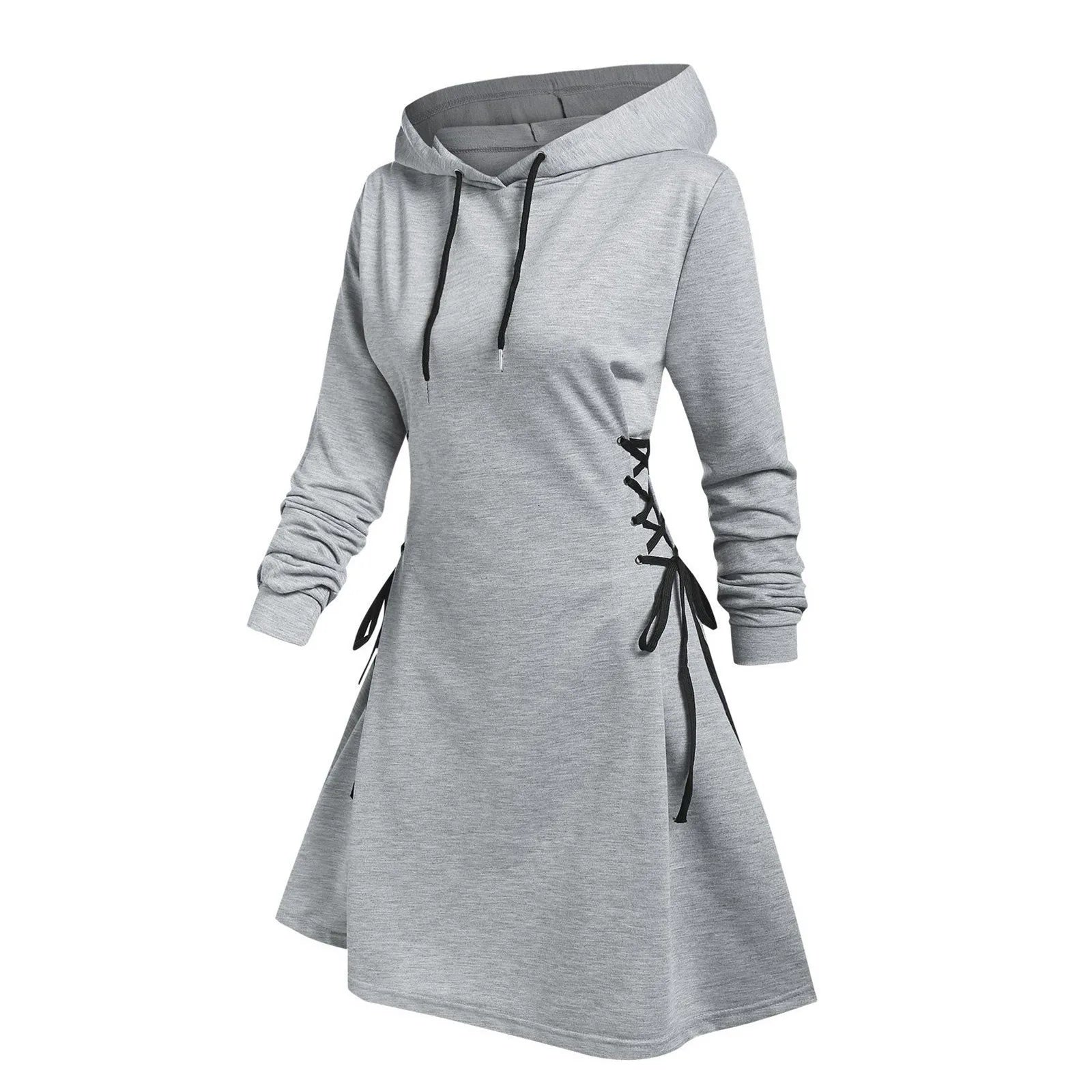 Women Tie Waist Mini Dress Hoodie-CALLISTARI