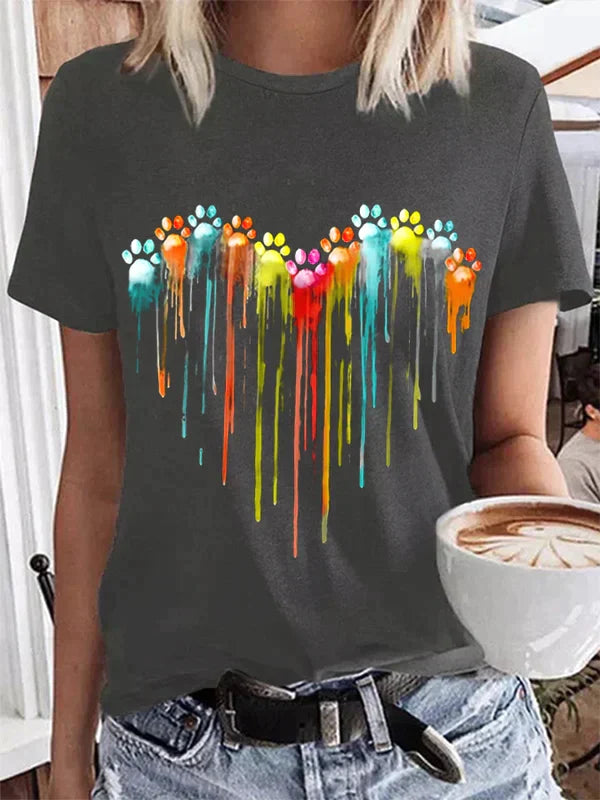 Marlena - Buntes Hundemuster T-Shirt-CALLISTARI