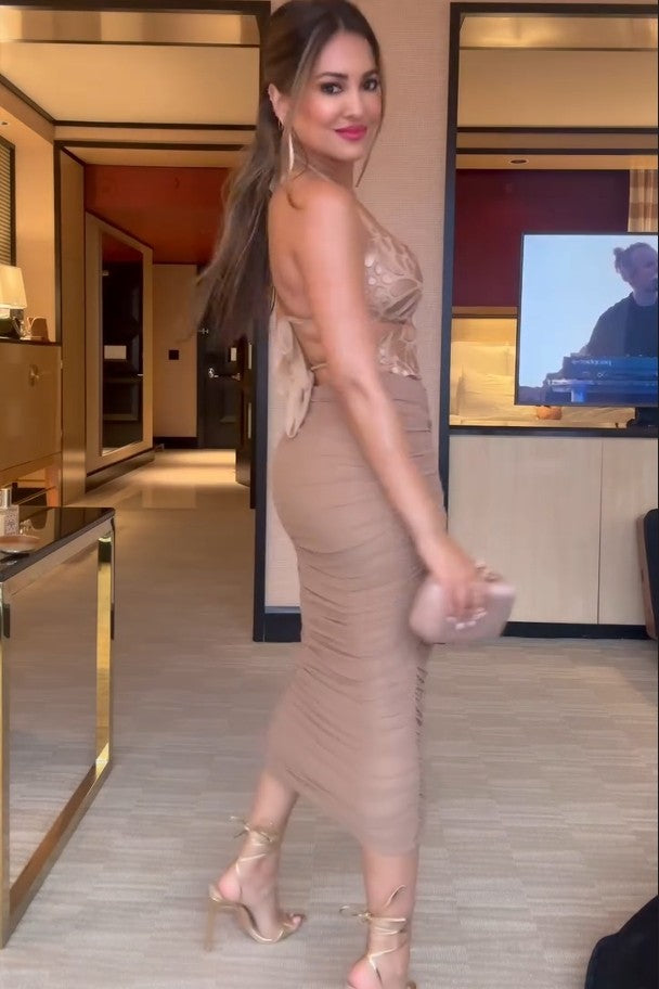 Desert Bloom Mesh Ruched Skirt Set-aritzao