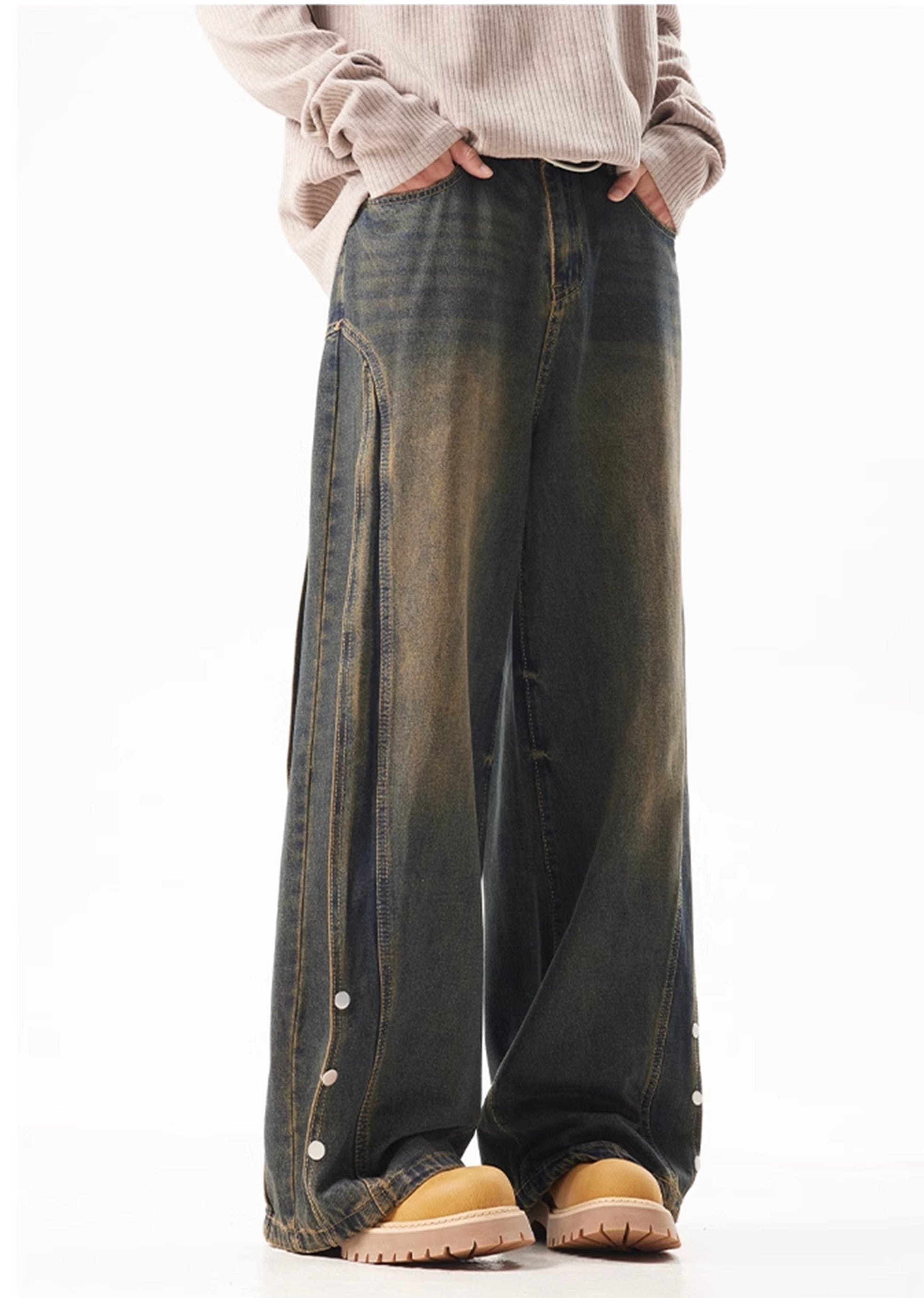 【ACRARDIC】Patch design change wide overwash denim pants  AI0013-CALLISTARI