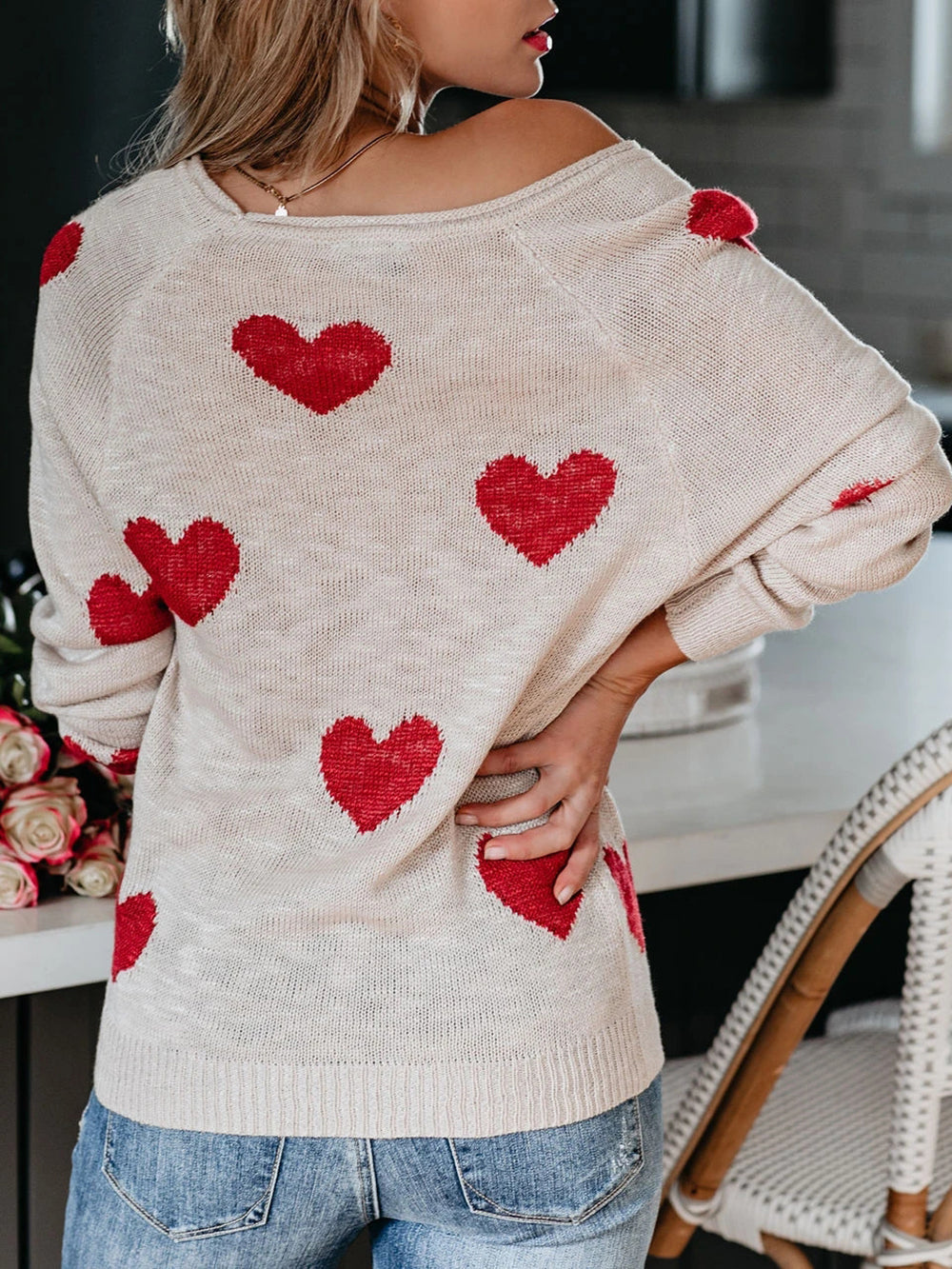 Valentine's Day V-Neck Knit Sweater-CALLISTARI