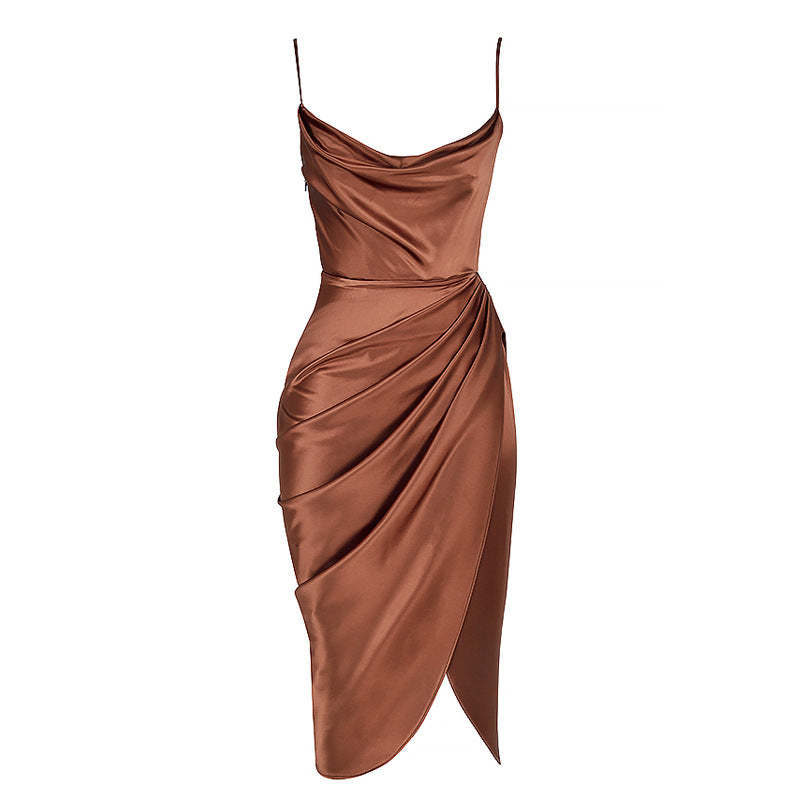 Belle Satin off the shoulder corset cocktail midi dress-CALLISTARI