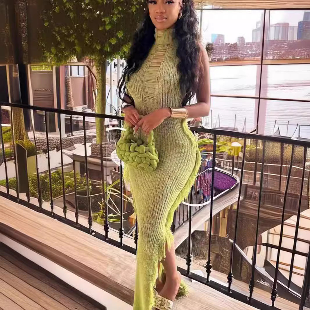 Zoe Fringe Flair Knit Maxi Dress-CALLISTARI