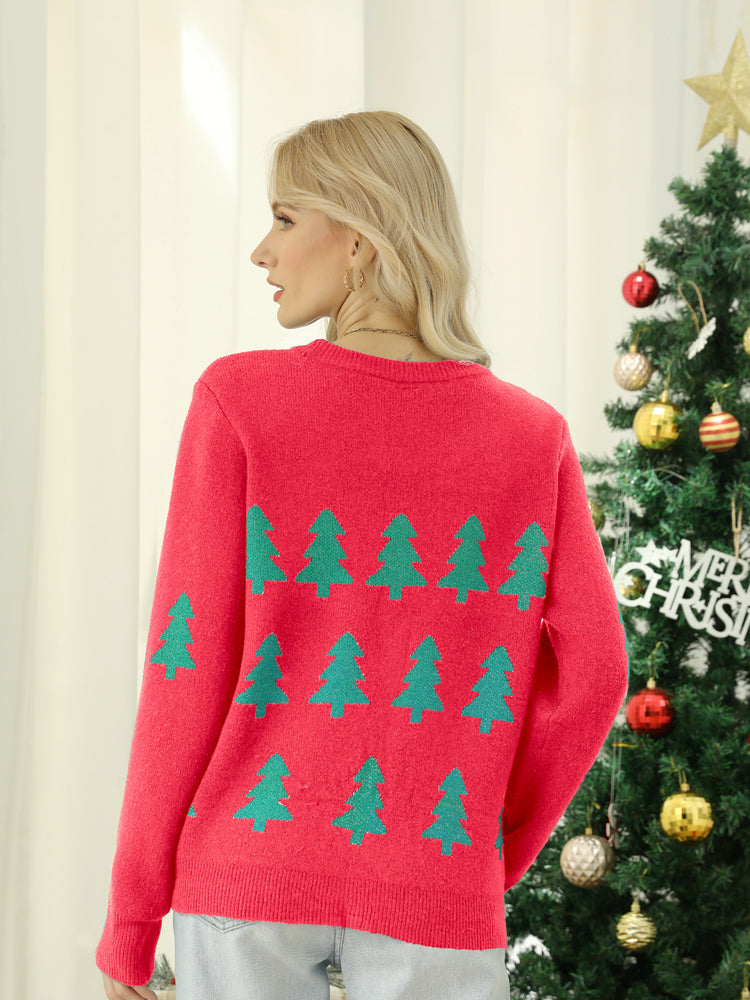 Sparkling Sequin Christmas Tree Knit Sweater-CALLISTARI