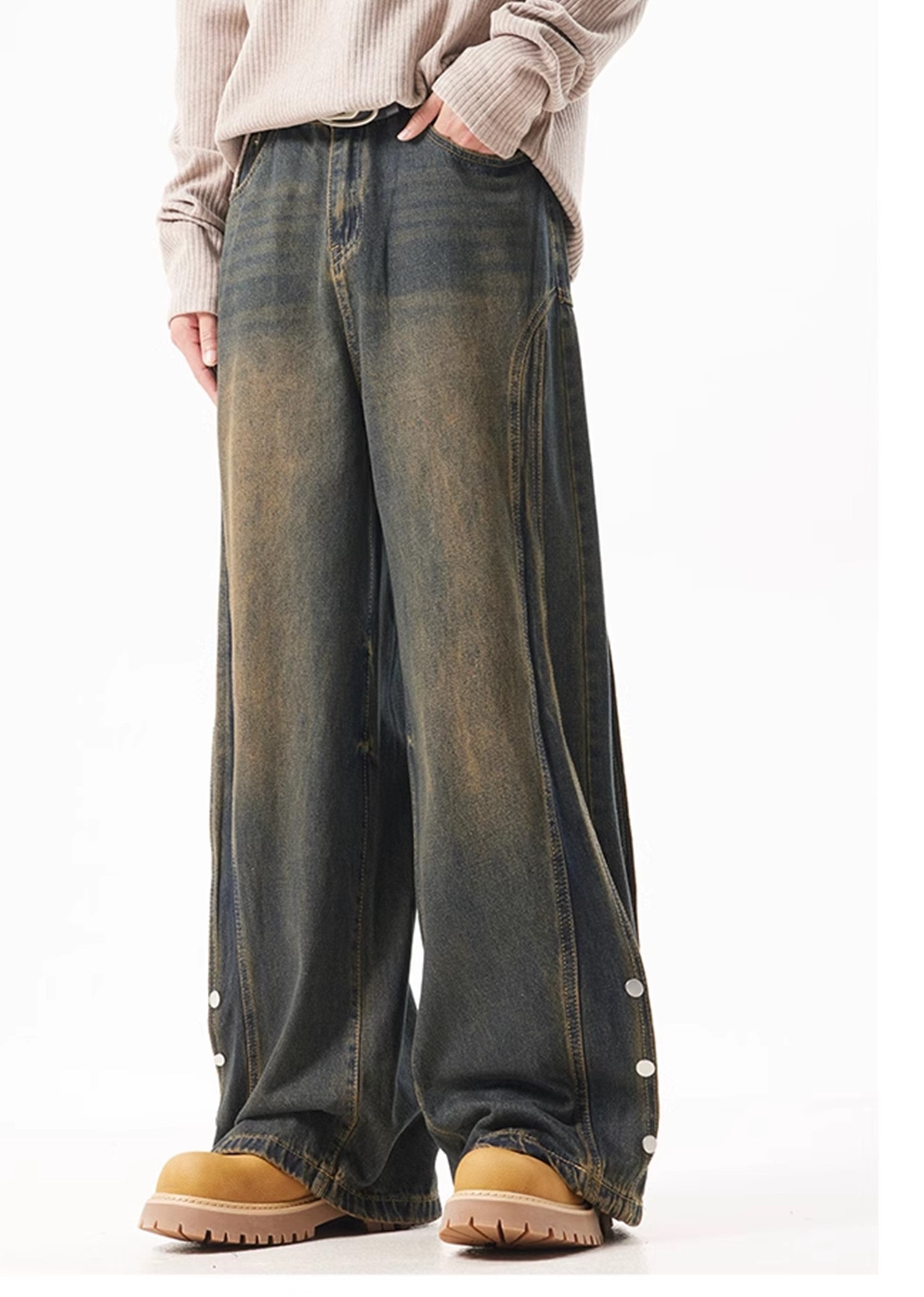 【ACRARDIC】Patch design change wide overwash denim pants  AI0013-CALLISTARI