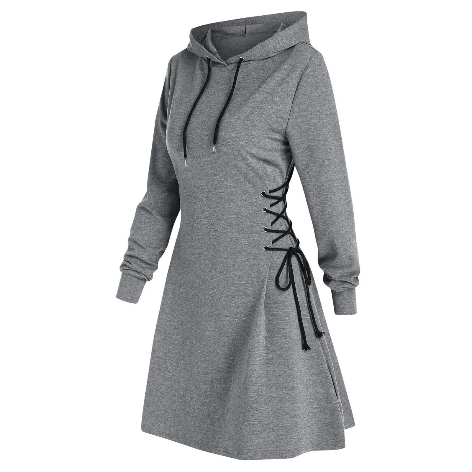 Women Tie Waist Mini Dress Hoodie-CALLISTARI