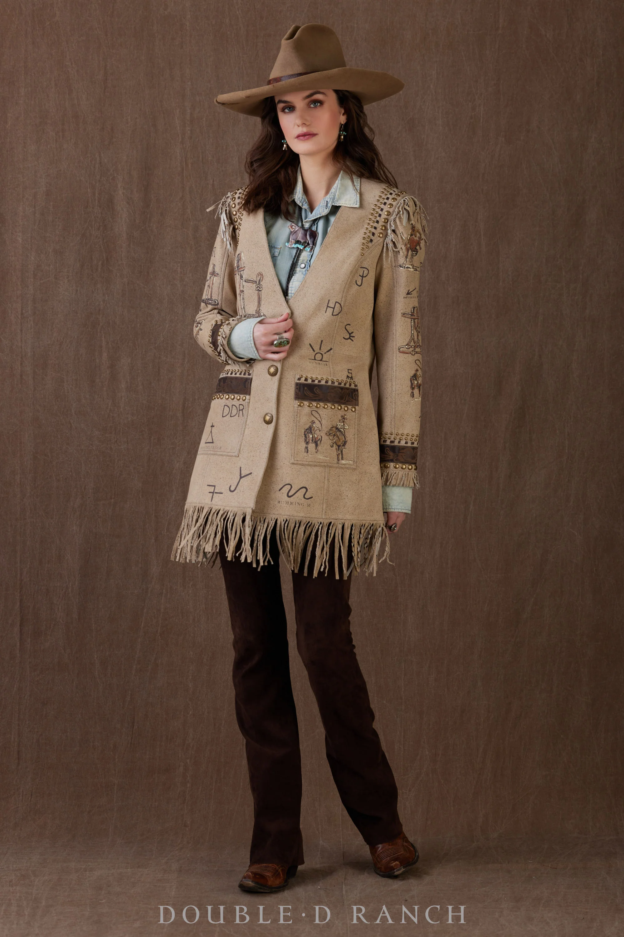 Graffiti-speckled suede jacket