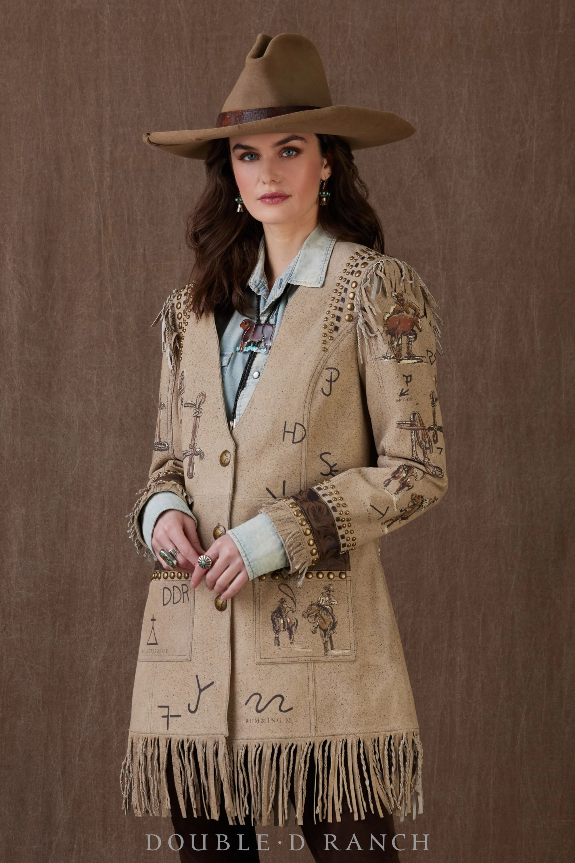 Graffiti-speckled suede jacket