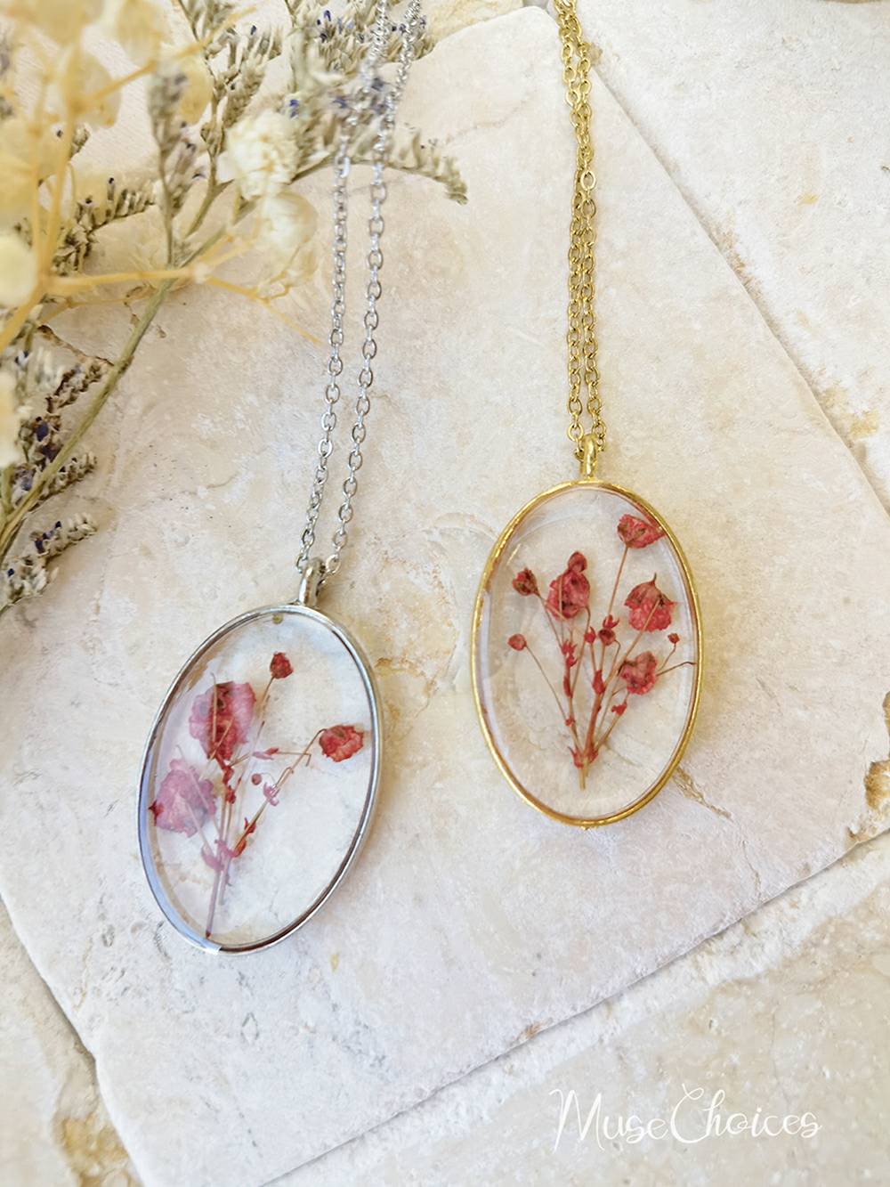 Resin Pressed Flower Necklaces - Colorful Mix Floral Set-CALLISTARI