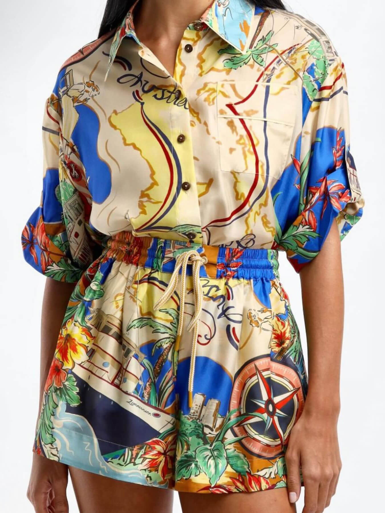 Callistari Unique Printed Waist Shorts Two-Piece Set-CALLISTARI