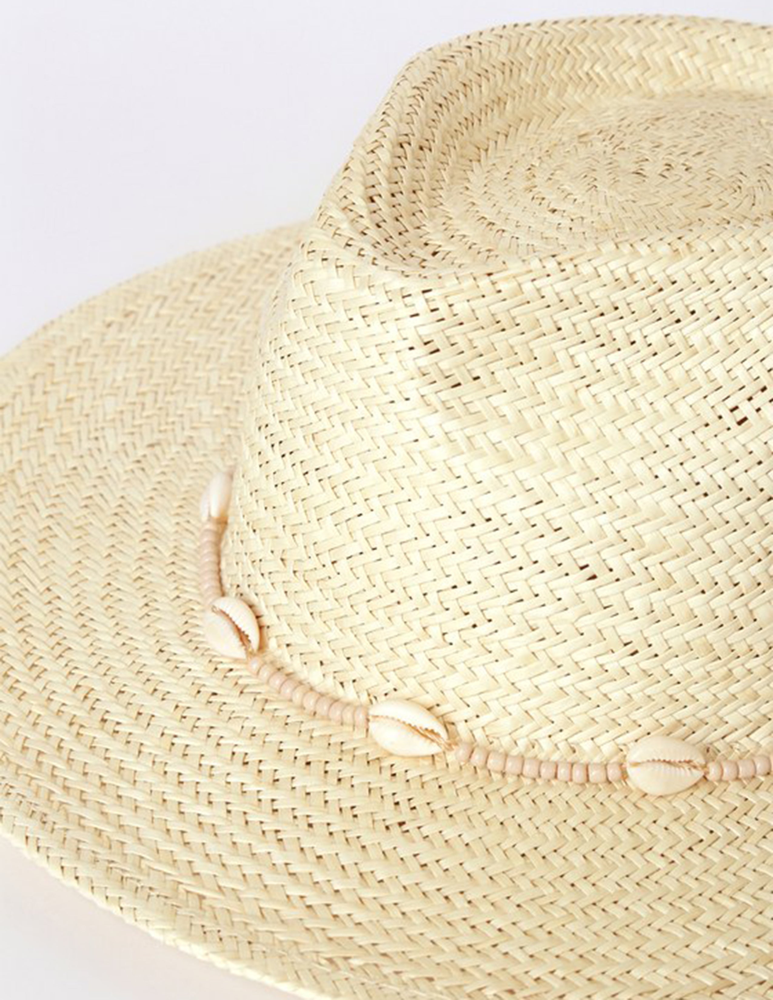 Seashells Natural Straw Fedora Hat-CALLISTARI
