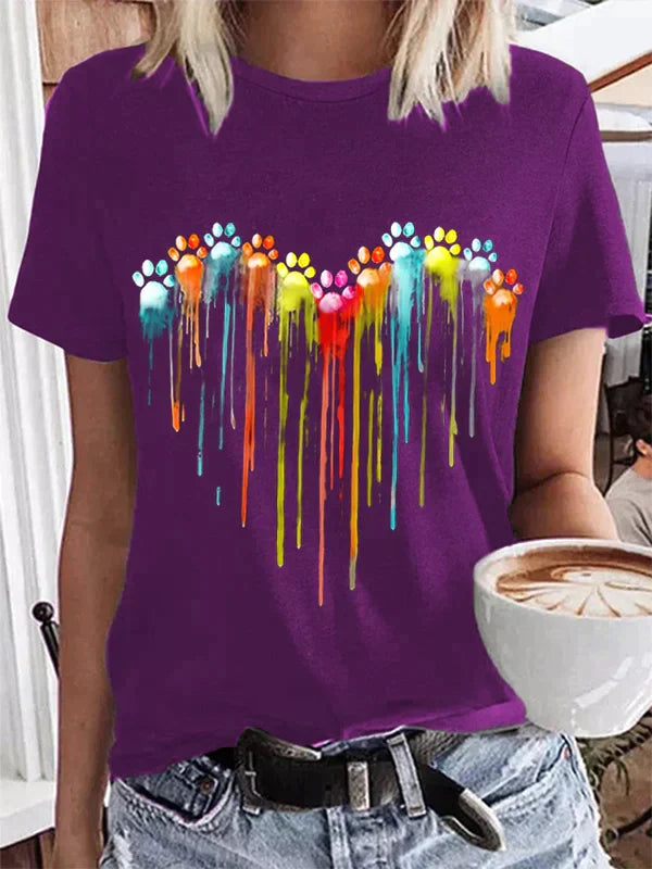 Marlena - Buntes Hundemuster T-Shirt-CALLISTARI