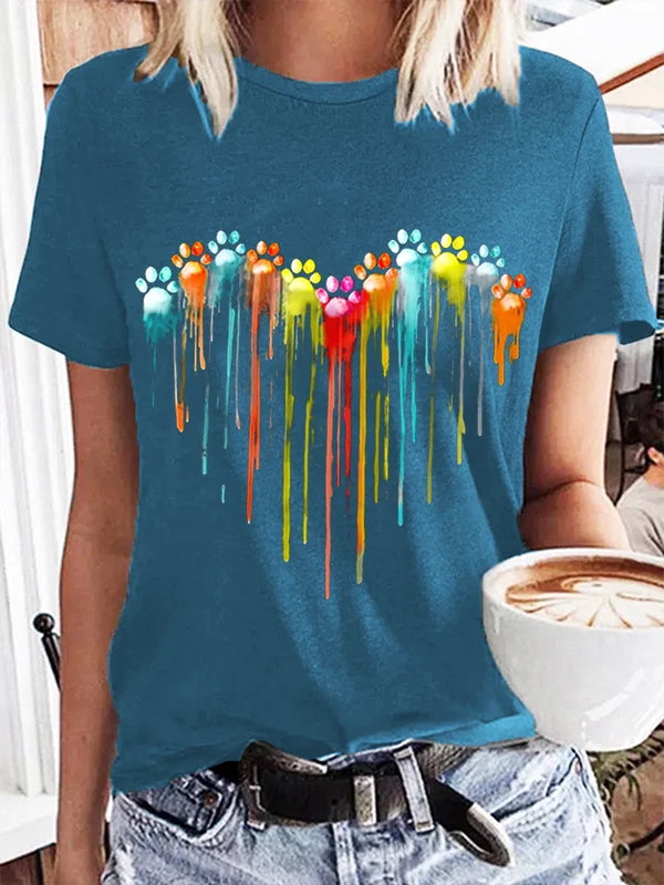 Marlena - Buntes Hundemuster T-Shirt-CALLISTARI