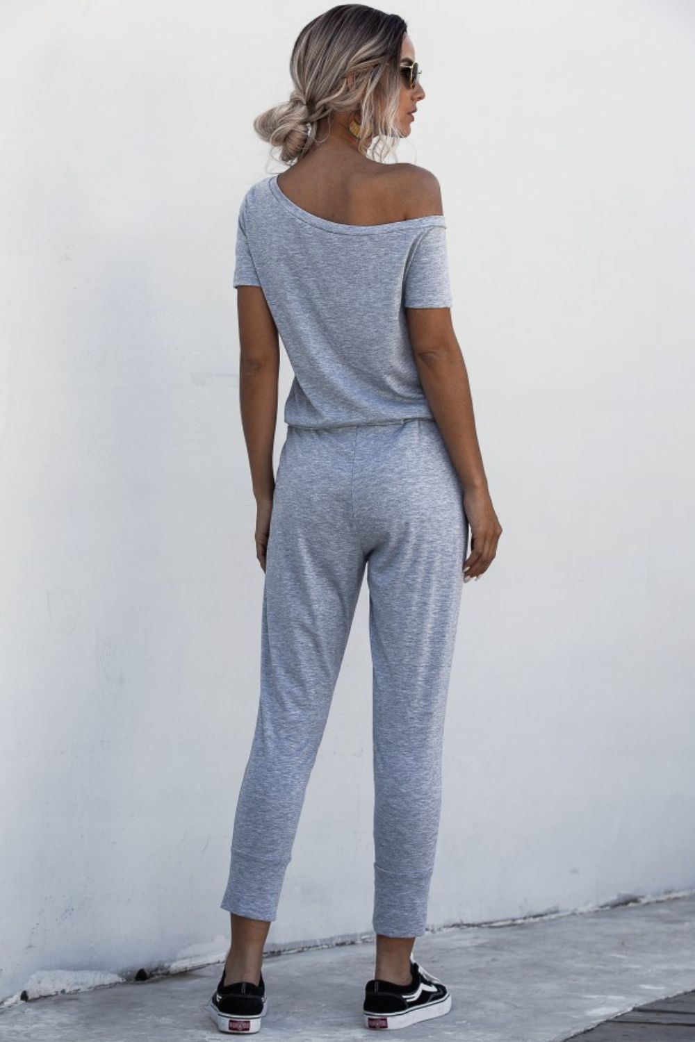 Asymmetrical Neck Tied Jumpsuit with Pockets-aritzao