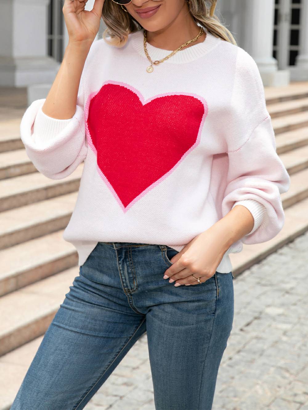 Sweetheart Knit Pullover Sweater-CALLISTARI