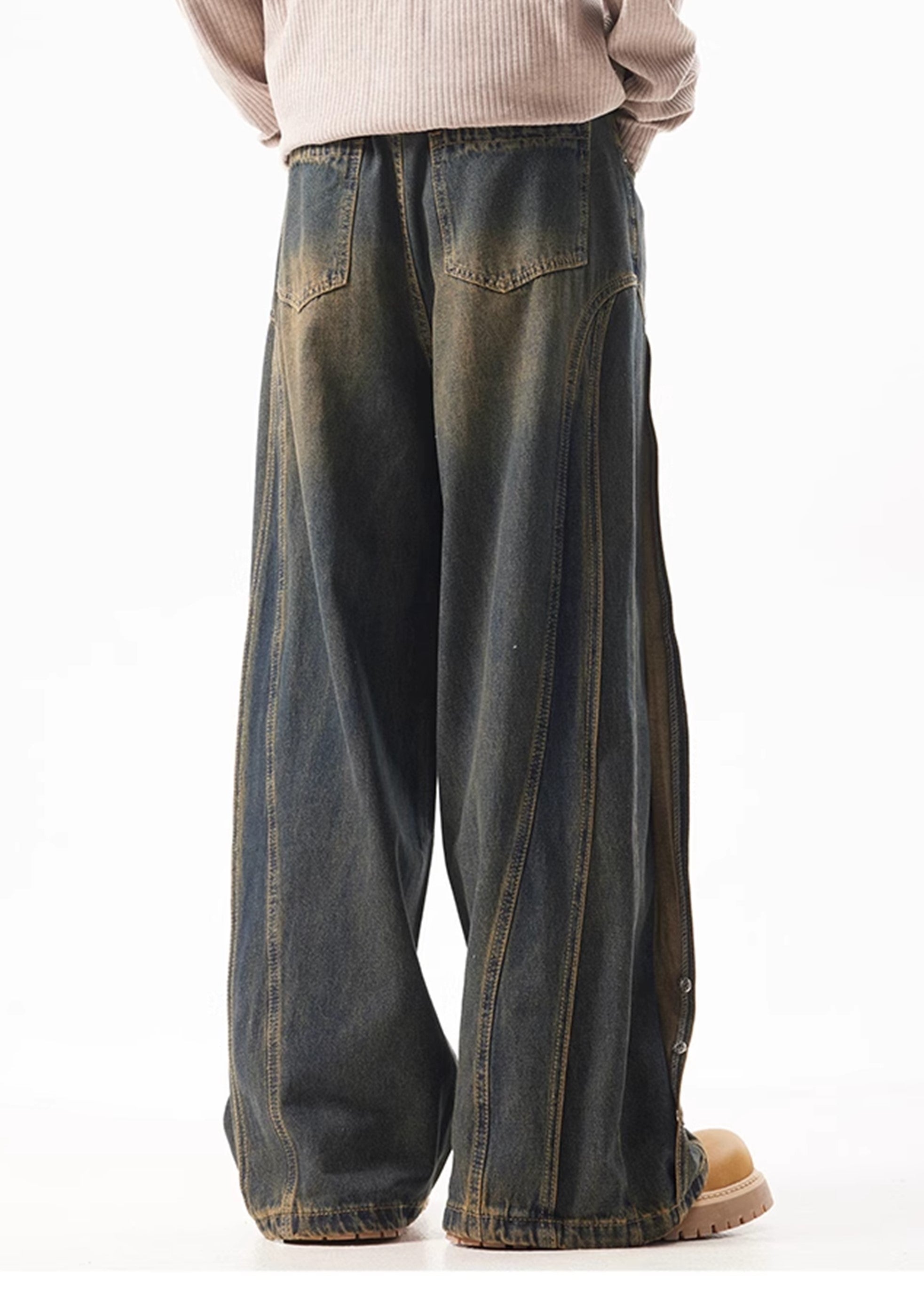 【ACRARDIC】Patch design change wide overwash denim pants  AI0013-CALLISTARI