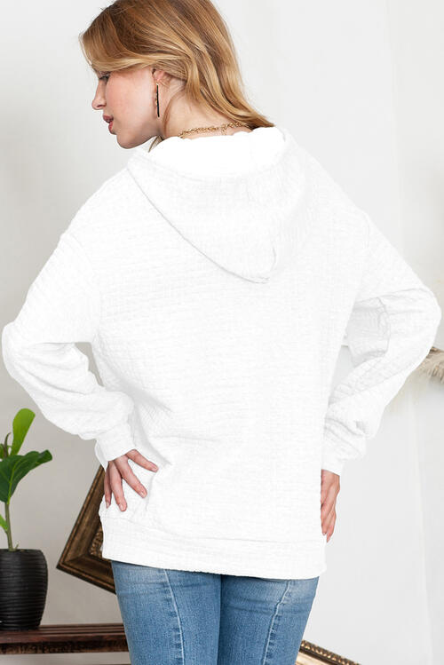 Merry And Bright Waffle Knit Drawstring Hoodie-CALLISTARI