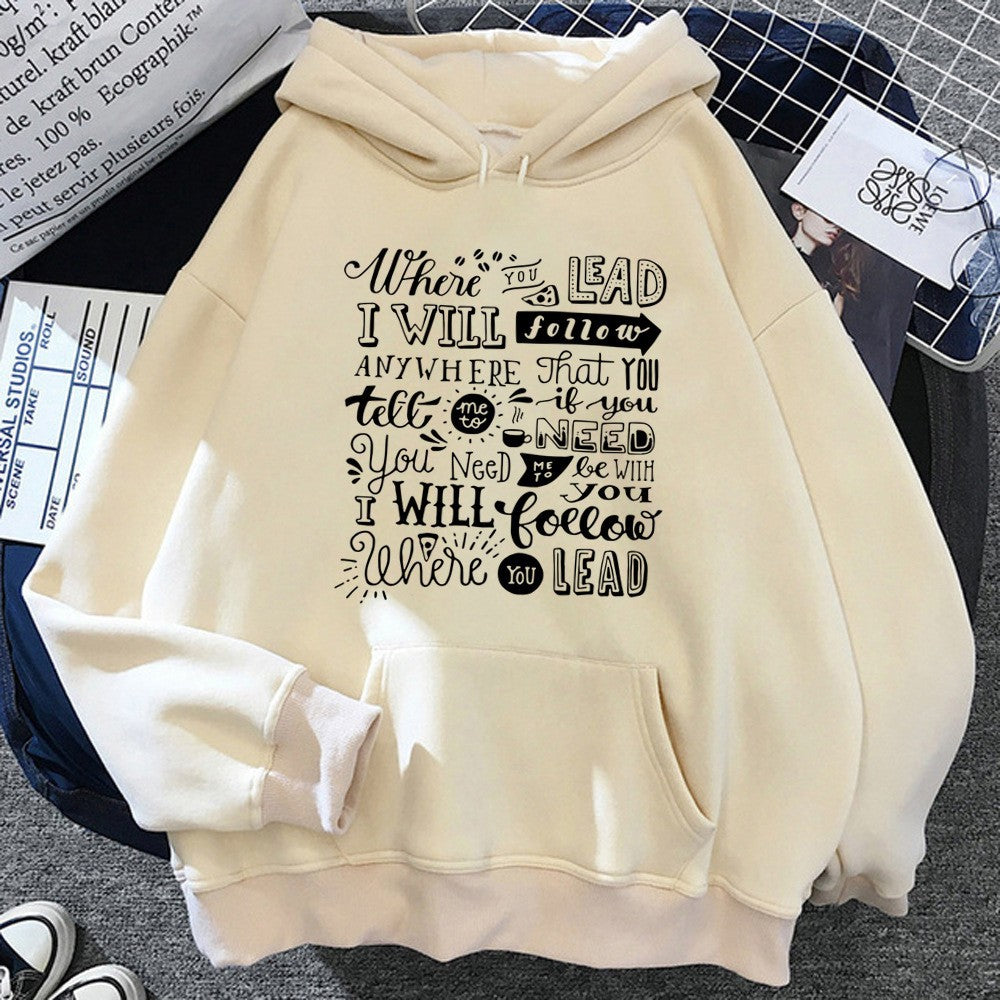 Casual Graphic Text Printed Pullover Hoodie-CALLISTARI