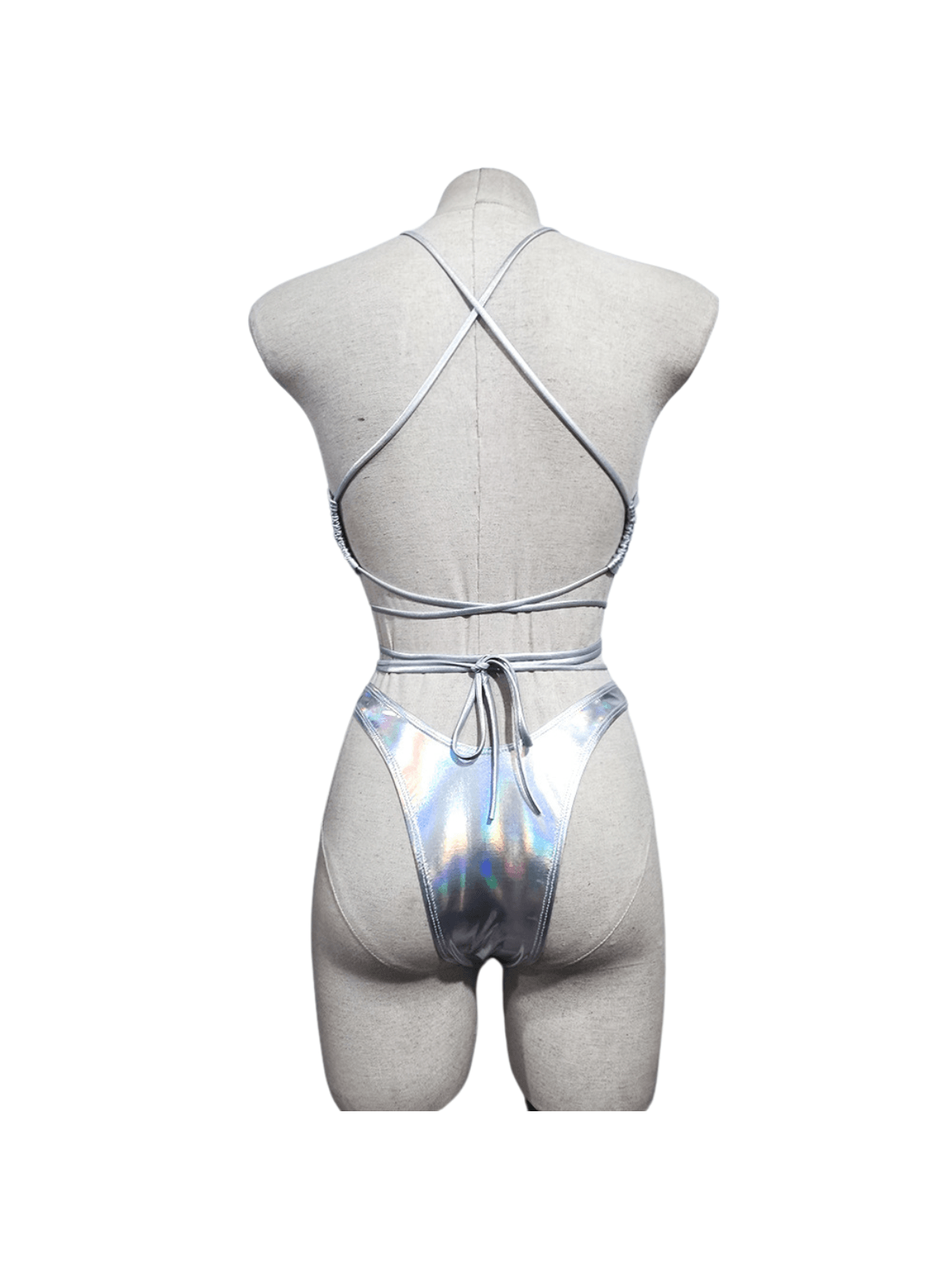 Ebenezer Lacing Metallic Bikini Two Piece Set - Mew Mews