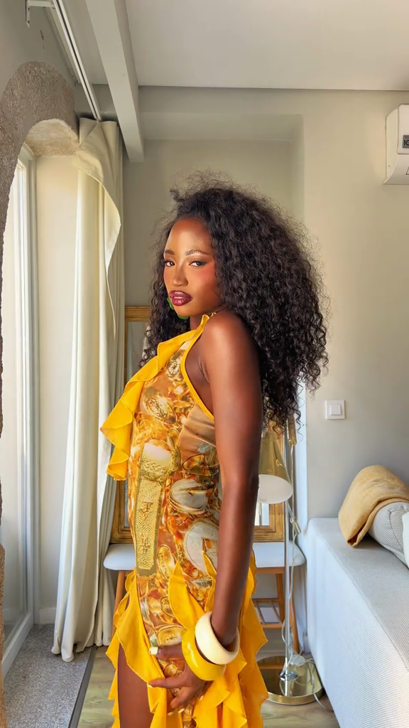 Yellow Ruffled Halter Dress-aritzao