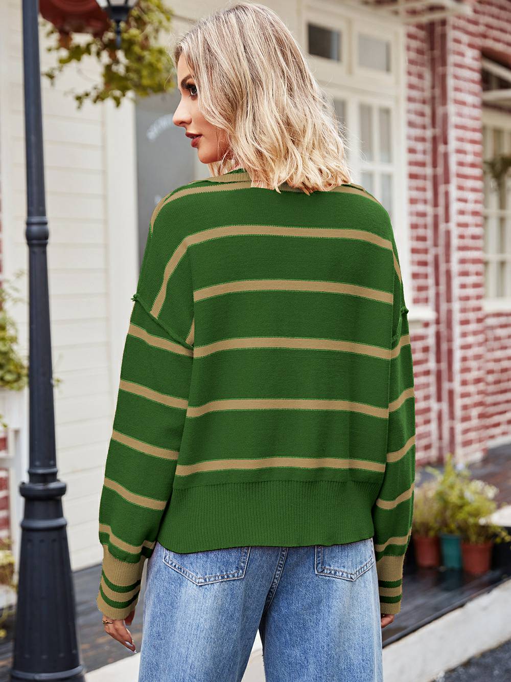 Fashionable Striped Patchwork Sweater-CALLISTARI