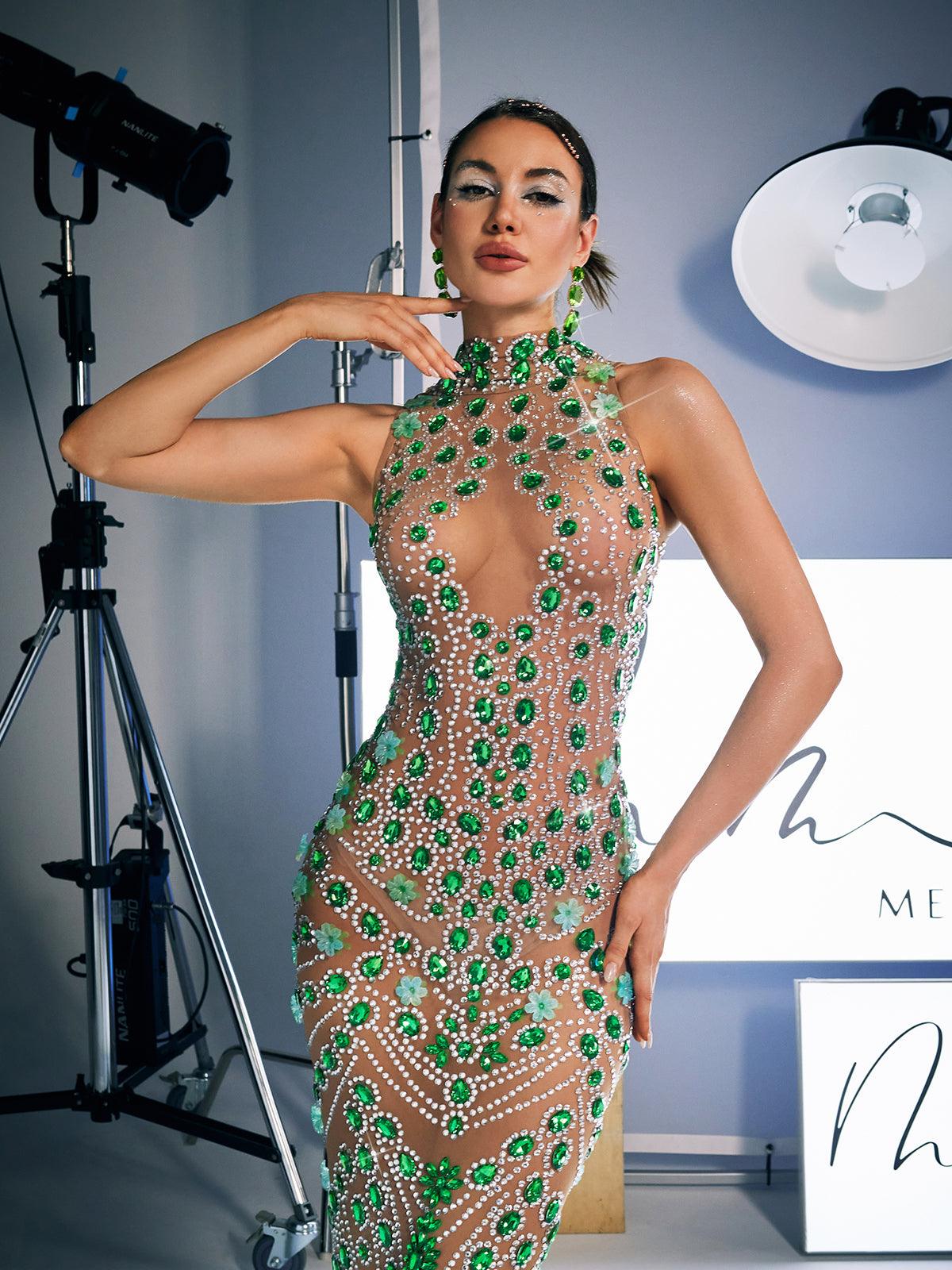 Ahava Rhinestone Embellished Maxi Dress - Mew Mews