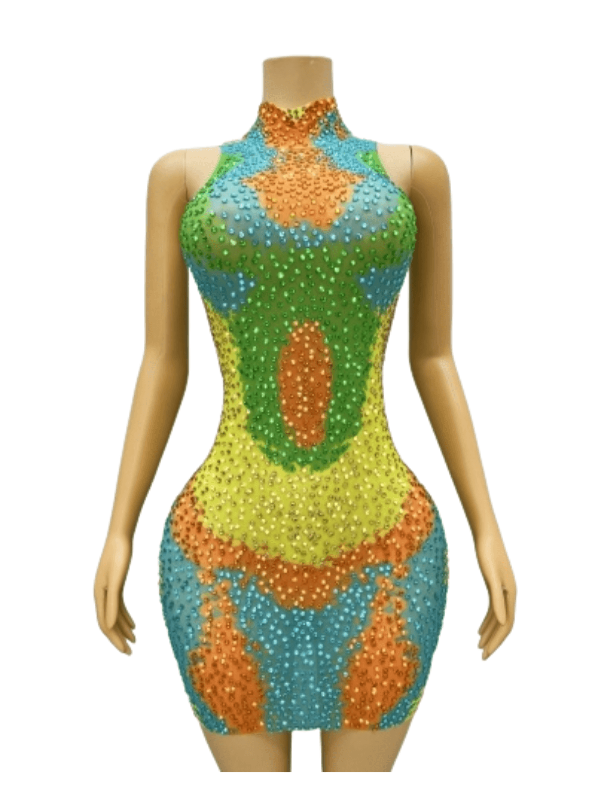 Aimee Print Crystal Embellished Mini Dress - Mew Mews