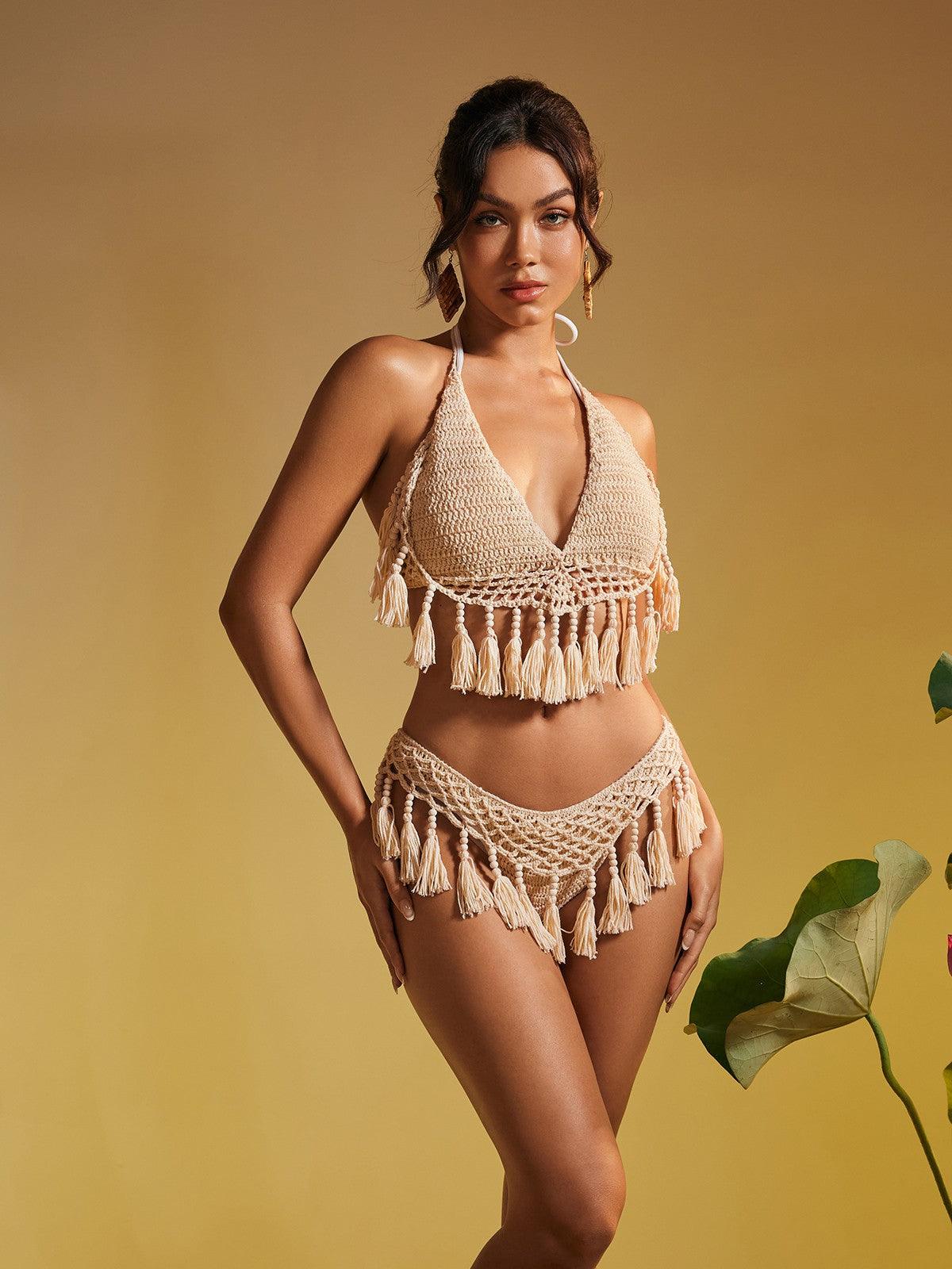 Aquila Knit Fringe Bikini Two Piece Set - Mew Mews